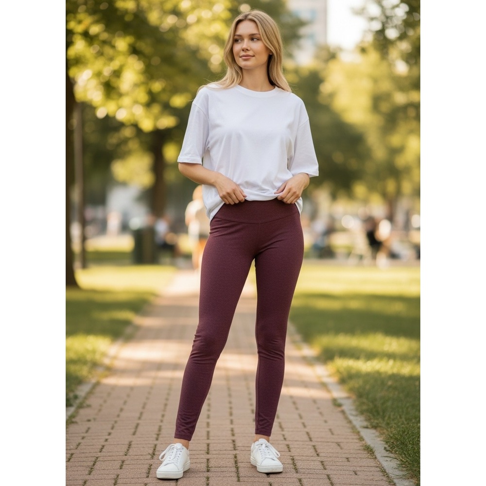 Victoria's Secret PINK Burgundy Heathered Mid Rise Leggings Womens Medium Y2K